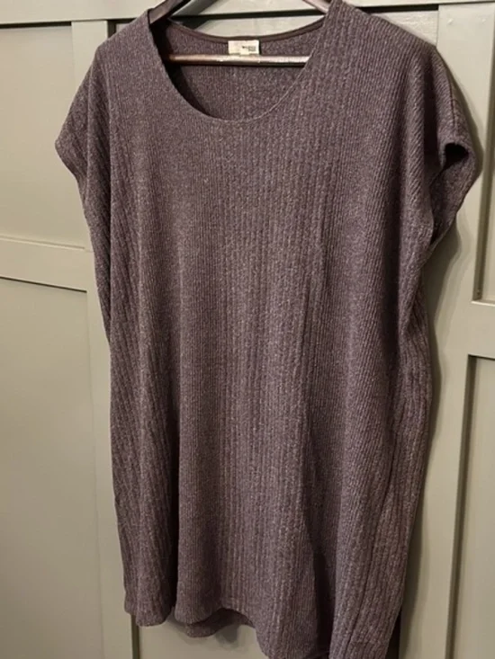 Aritzia Wilfred Free Knit Shirt Dress Oversized Relaxed Fit Purple Size Small - Picture 7 of 12